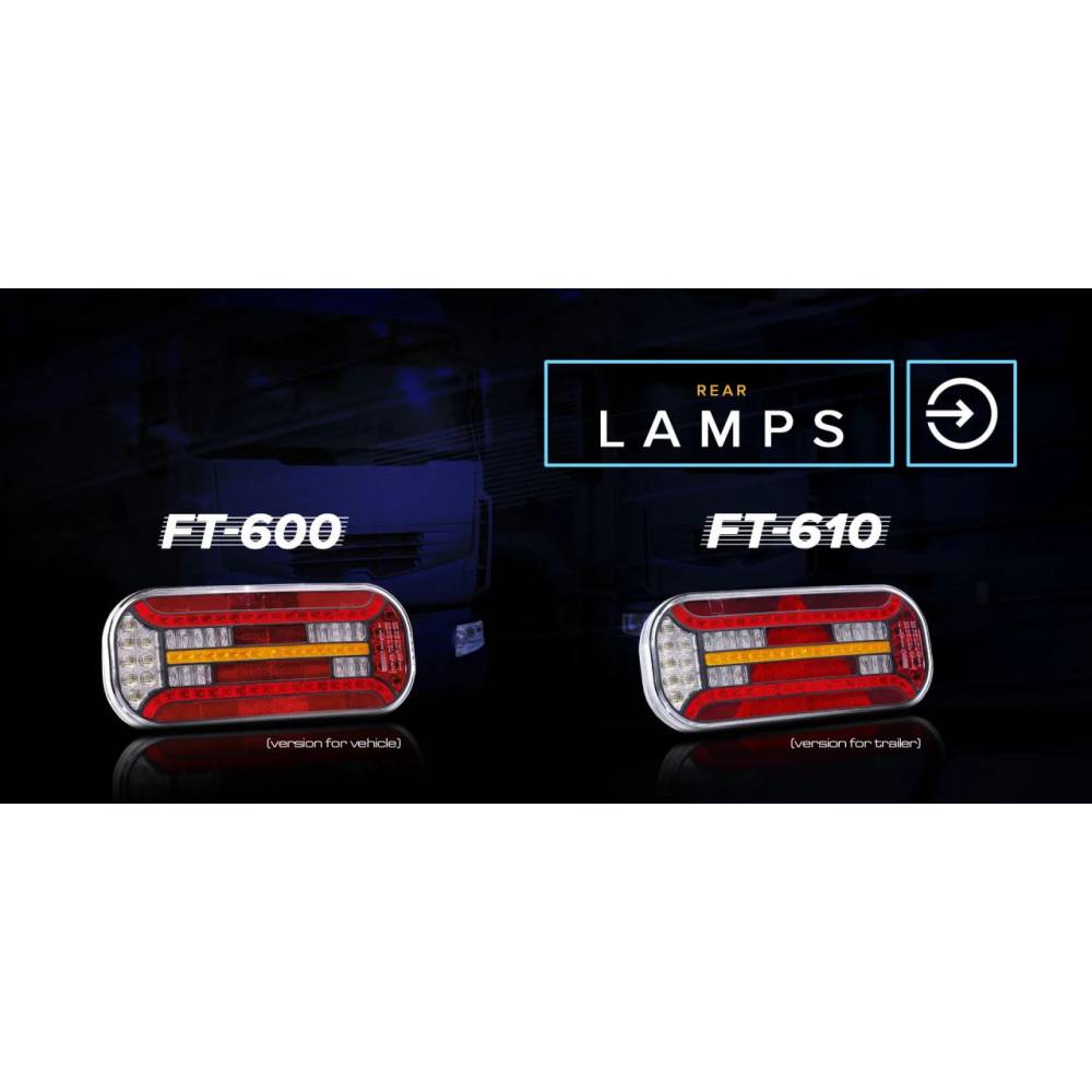 Lampa spate 302x130, LED, 7 functii cu iluminare numar, dreapta, FT-600 P T Fristom