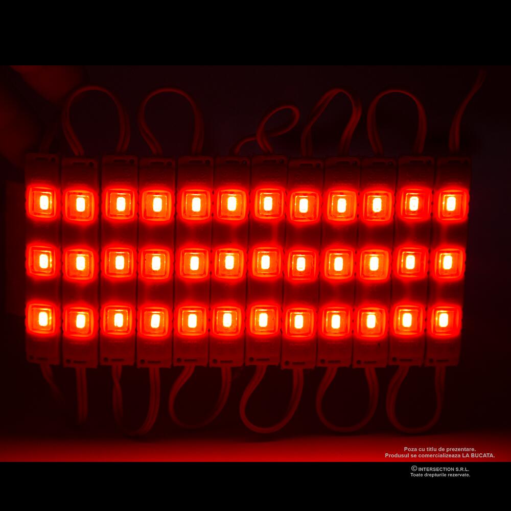 Modul LED 3 SMD injectate, 3 x 5730, 12V, lumina rosie, 20 bucati/folie