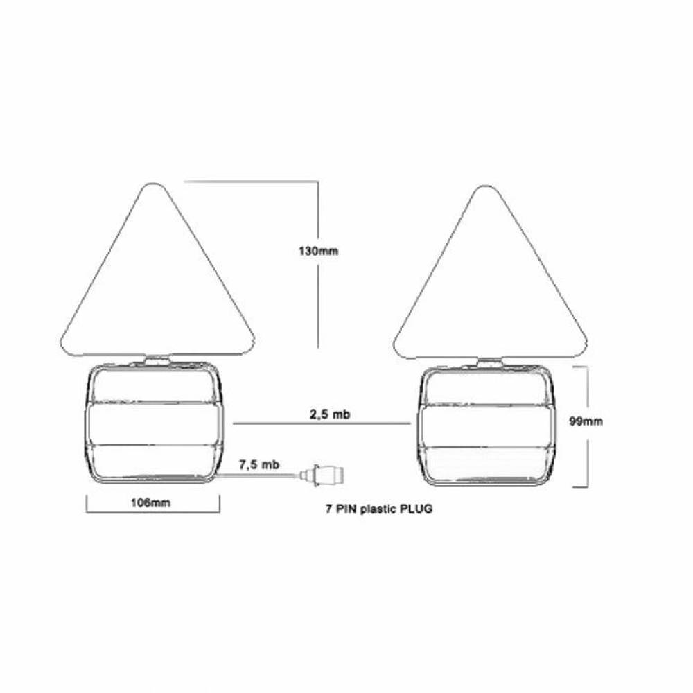 Kit lampi remorca 100x90, cu LED, cu numar si magnet, cablu 7.5m, Dafa, L1856 Truckled