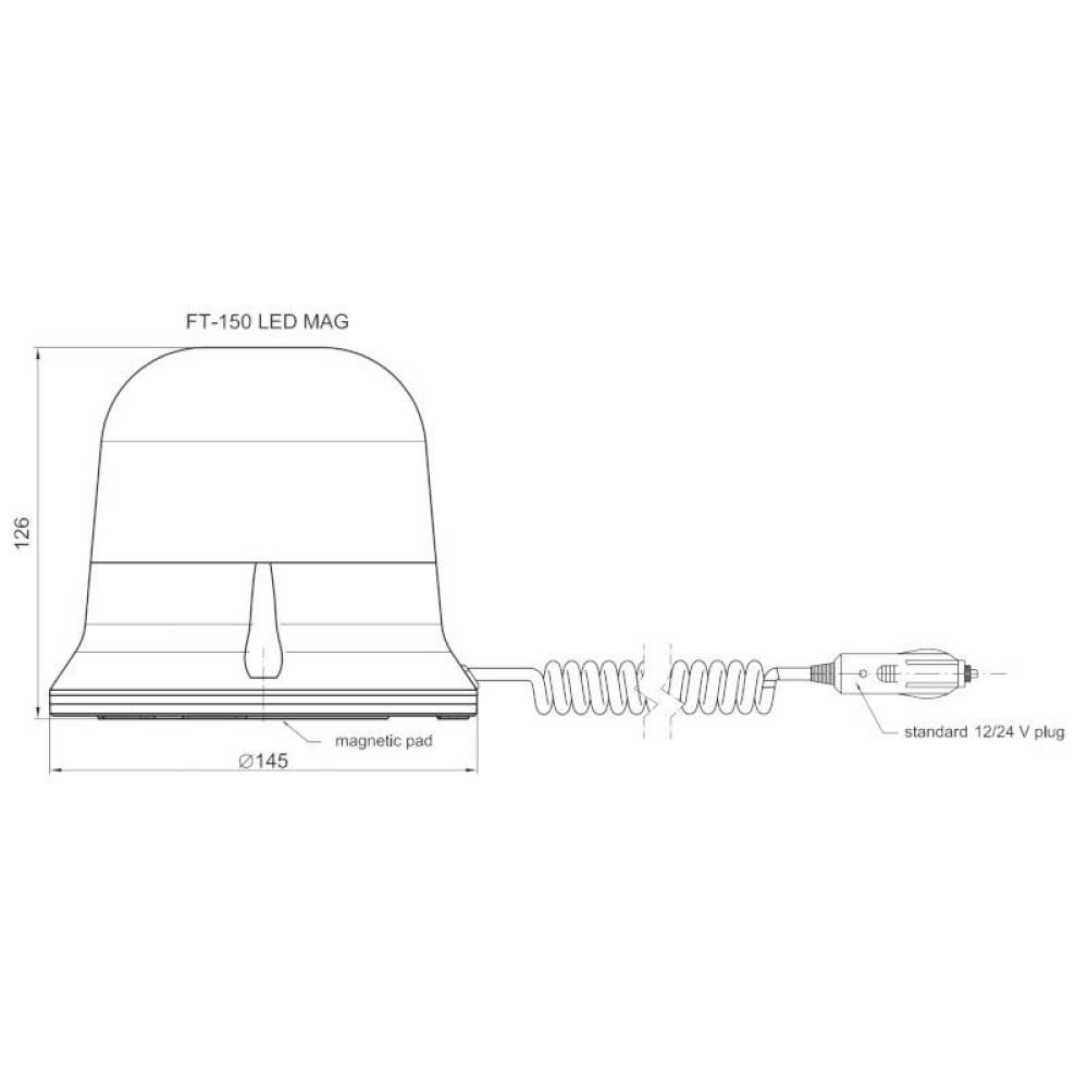 Girofar 12/24V, h126, 9 LED-uri, prindere cu magnet, cablu 7.8m, FT-150 DF LED MAG M78 Fristom