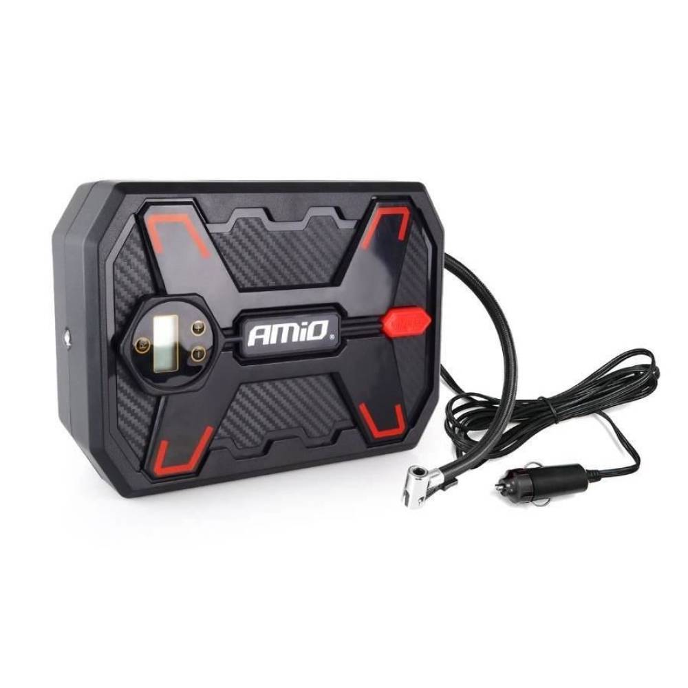 Compresor aer 12V, 10bar, digital cu lanterna cu LED si adaptori 02384 Amio