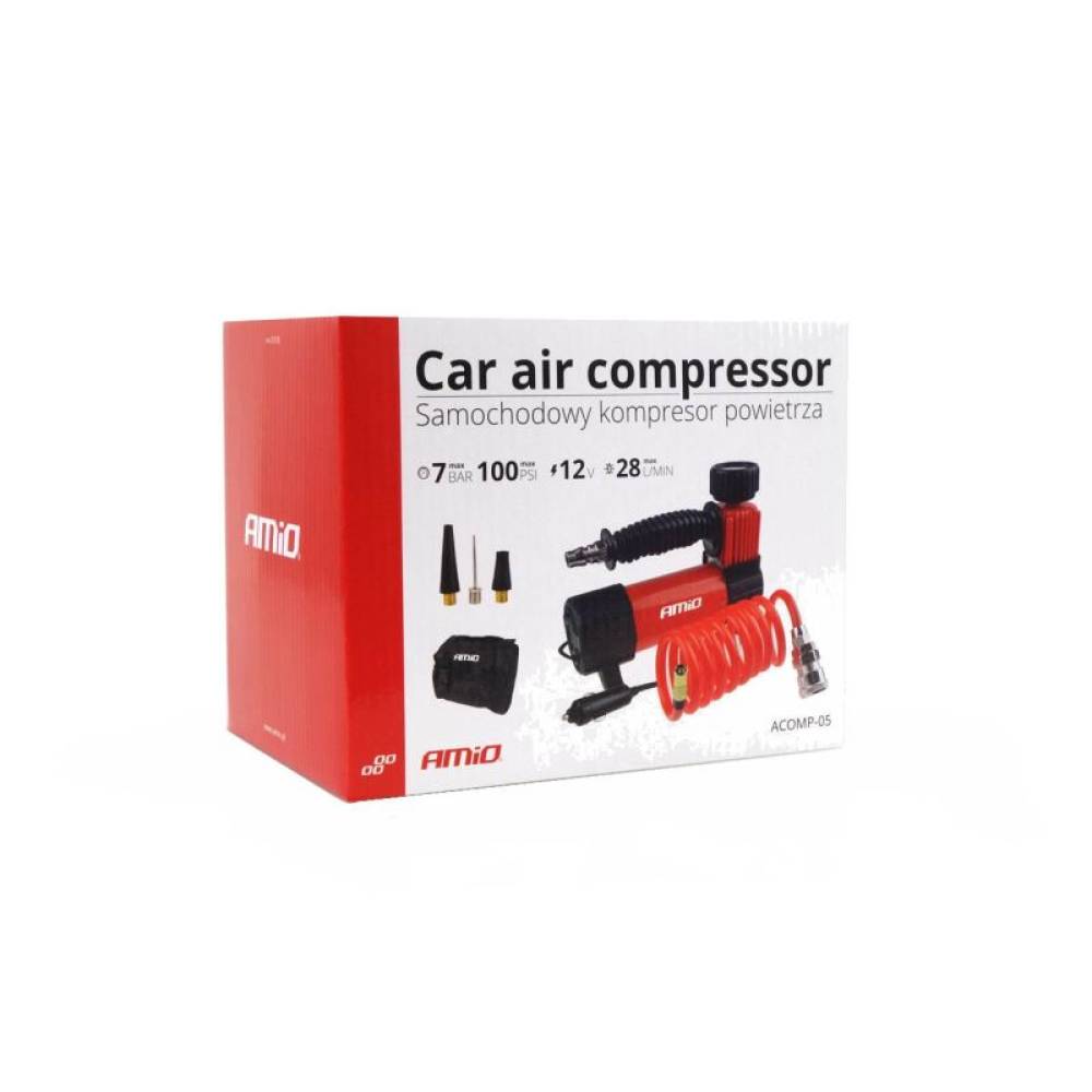 Compresor aer 12V, 10bar, cu furtun 1m si geanta  Acomp05 02179 Amio