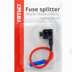 Suport siguranta adaptor splitter bypass, MiniLow 9mm, maxim 20A, cu fir 02332 Amio