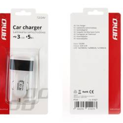 Incarcator auto 3 USB-uri fara fir 12/24V, 01027 Amio