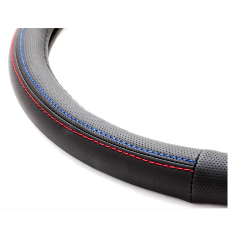 Husa volan 37-39 cm, neagra, 3 dungi, cusatura rosie si albastra 01368 Amio