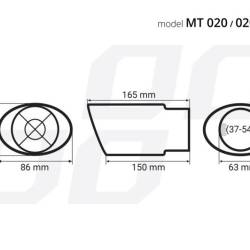 Ornament toba interior 37(54), exterior 65, L165 oval, negru 02351 Amio