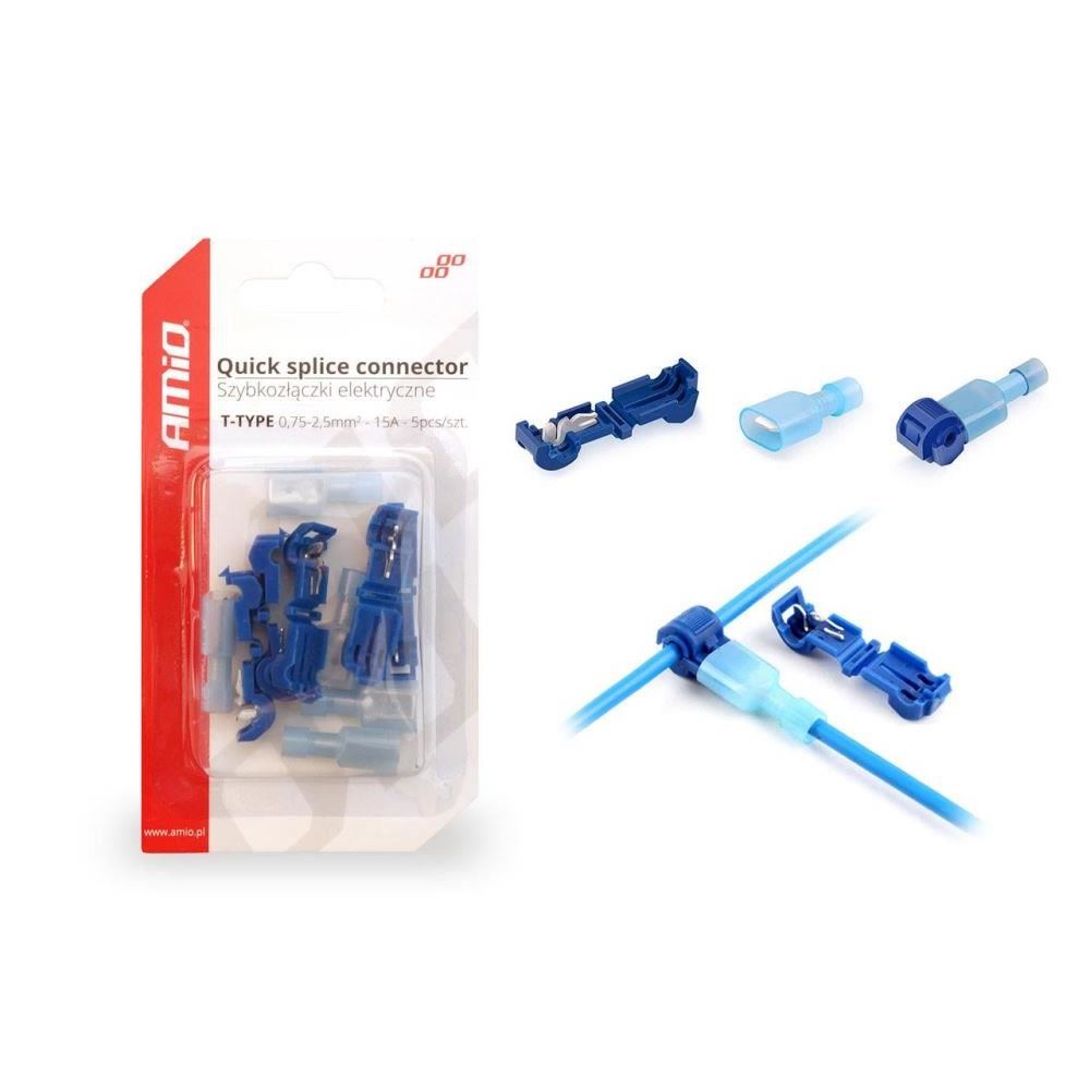 Mufa conector rapid tip T, cablu 0,75-2.5mm2, 15A, 5 bucati 02344 Amio Mufa conector rapid tip T, cablu 0,75-2.5mm2, 15A, 5 bucati 02344 Amio