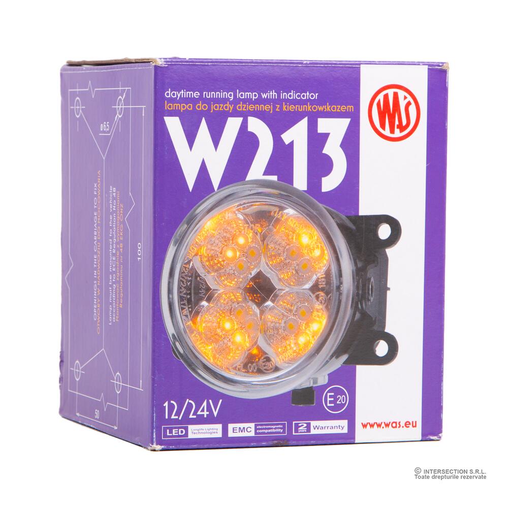 Proiector zi, DRL, cu semnalizare, fi 90mm, cu LED, W213 1460 Was, universal si pentru Dacia Logan, Duster, Sandero, Scania