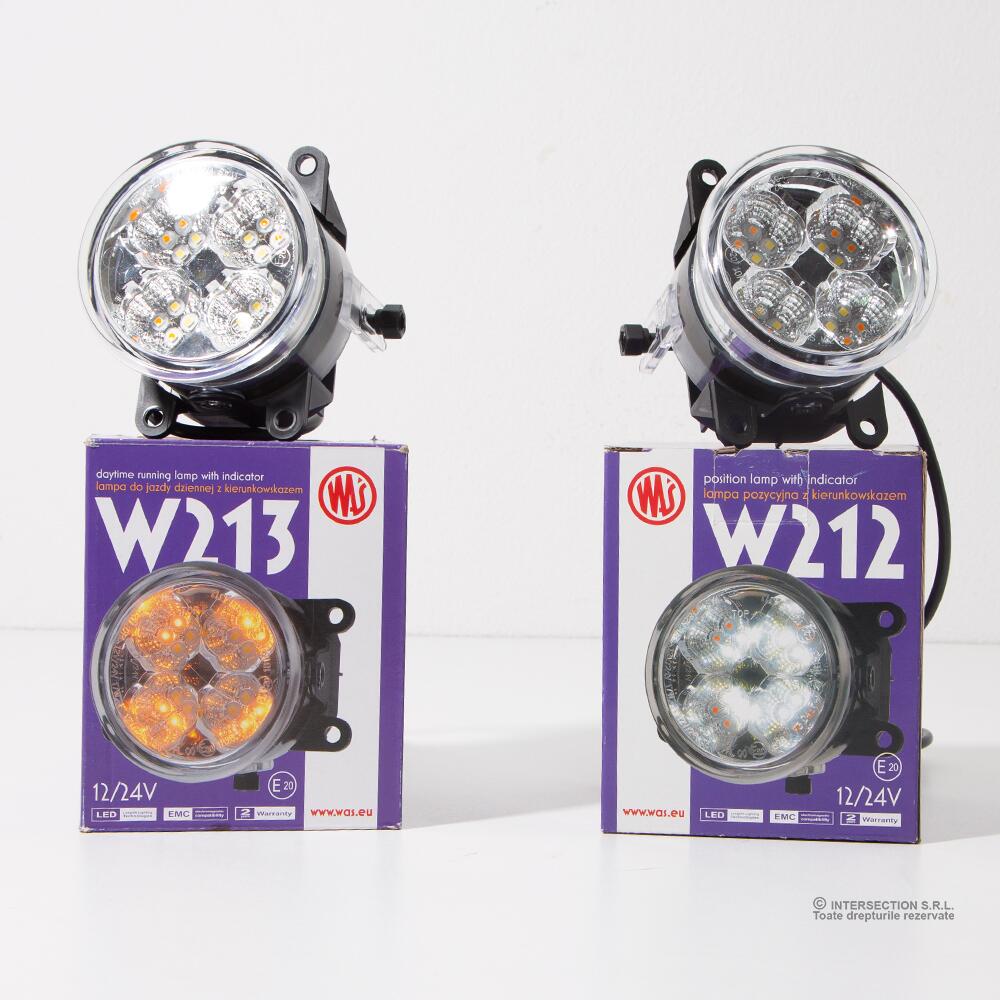 Proiector zi, DRL, cu semnalizare, fi 90mm, cu LED, W213 1460 Was, universal si pentru Dacia Logan, Duster, Sandero, Scania