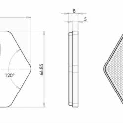 Catadioptru hexagonal cu adeziv, alb, 75mm  UO6 1202 Was