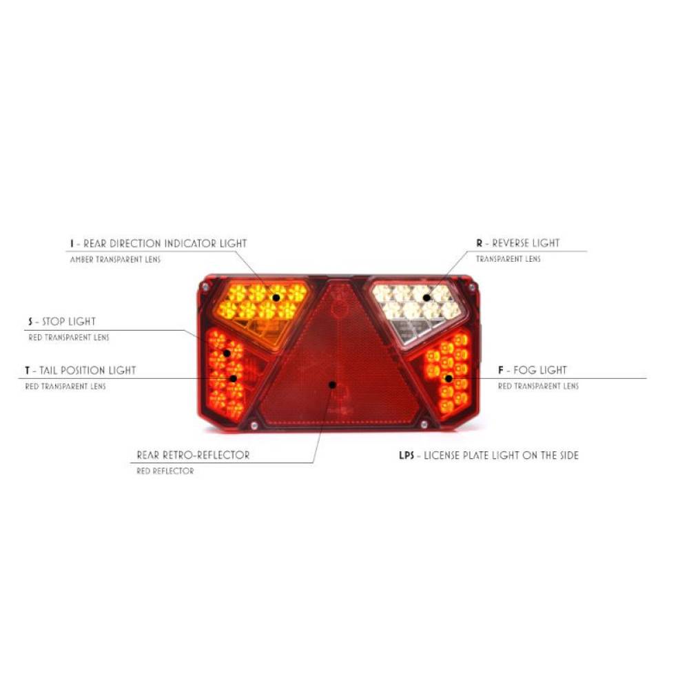 Lampa stop 242x134, LED, 6 functii, ceata si mers inapoi, dreapta, W125 DP 916 Was