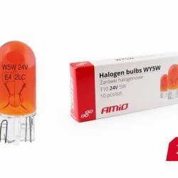 Bec soclu sticla 24V/5W, W5W -T10, galben,  01001 Amio