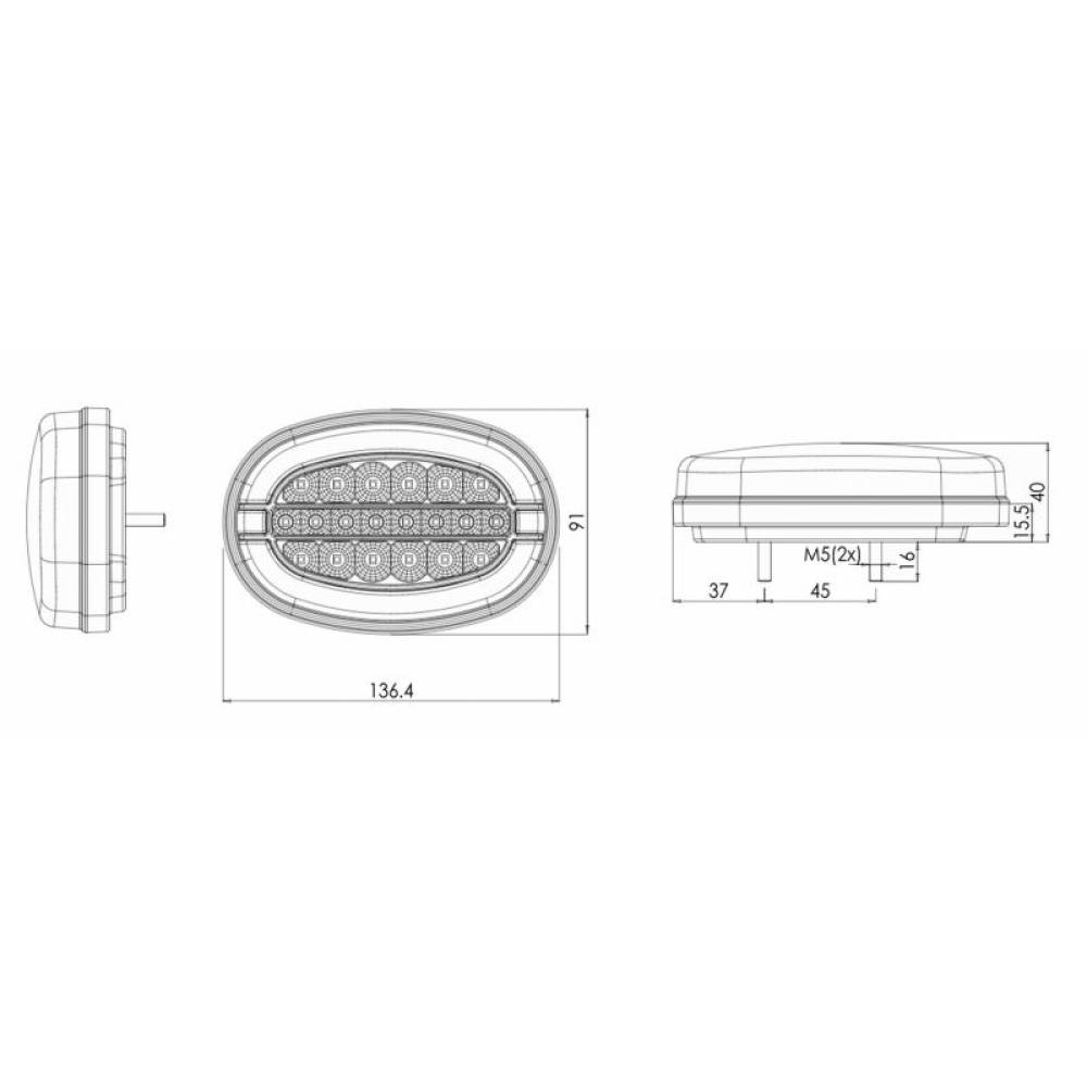 Lampa mers inapoi, ovala, cu LED W215 1462 Was Lampa mers inapoi, ovala, cu LED W215 1462 Was