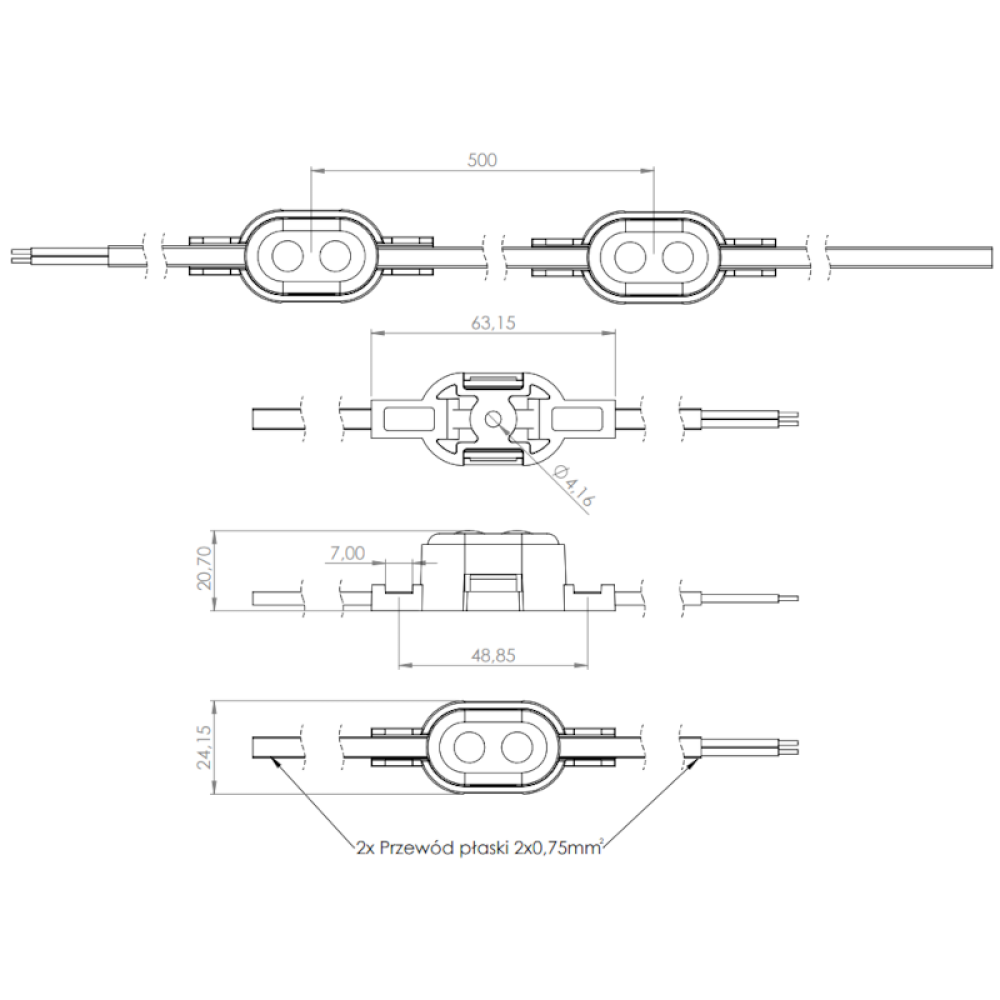 Lampa gabarit tip proiector lucru 35x25, LED, cu suport si 2 mufe in serie, ZLD 2644/1 Horpol Lampa gabarit tip proiector lucru 35x25, LED, cu suport si 2 mufe in serie, ZLD 2644/1 Horpol