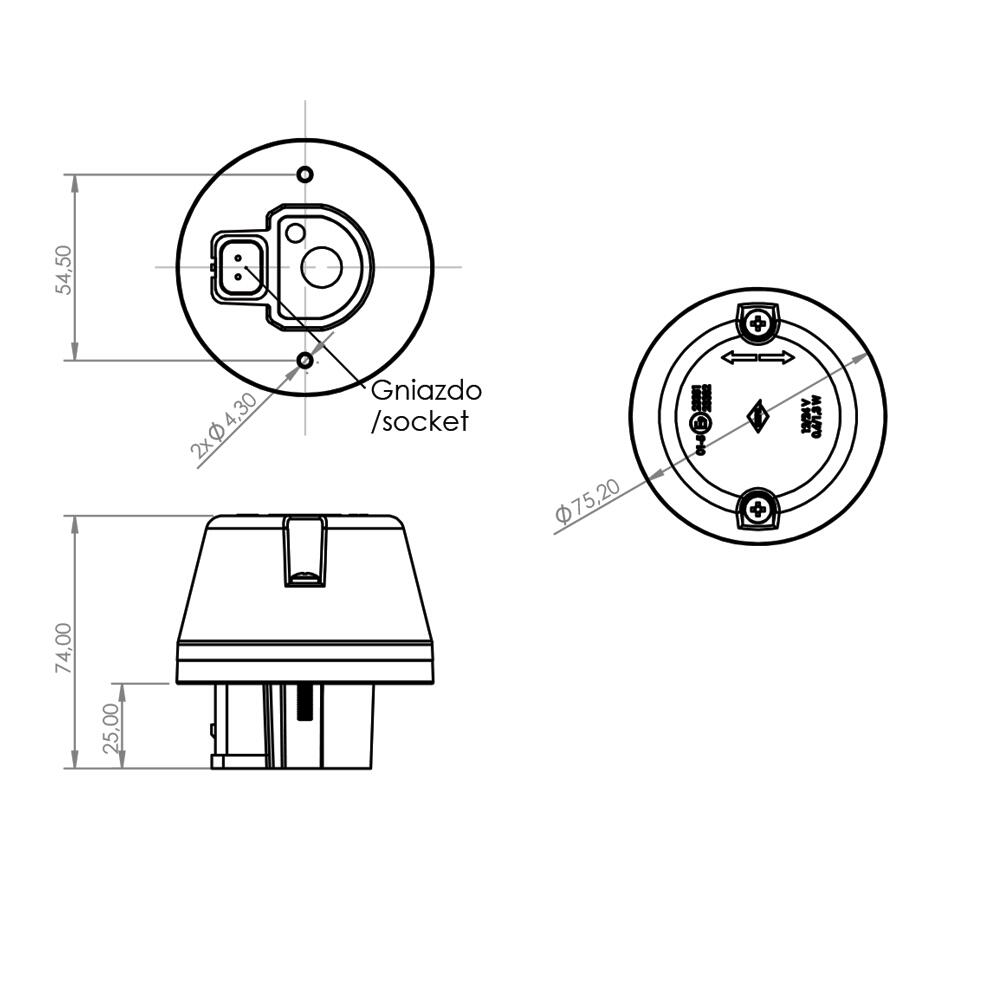 Lampa semnalizare fi75, h74, LED LKD 2647 Horpol