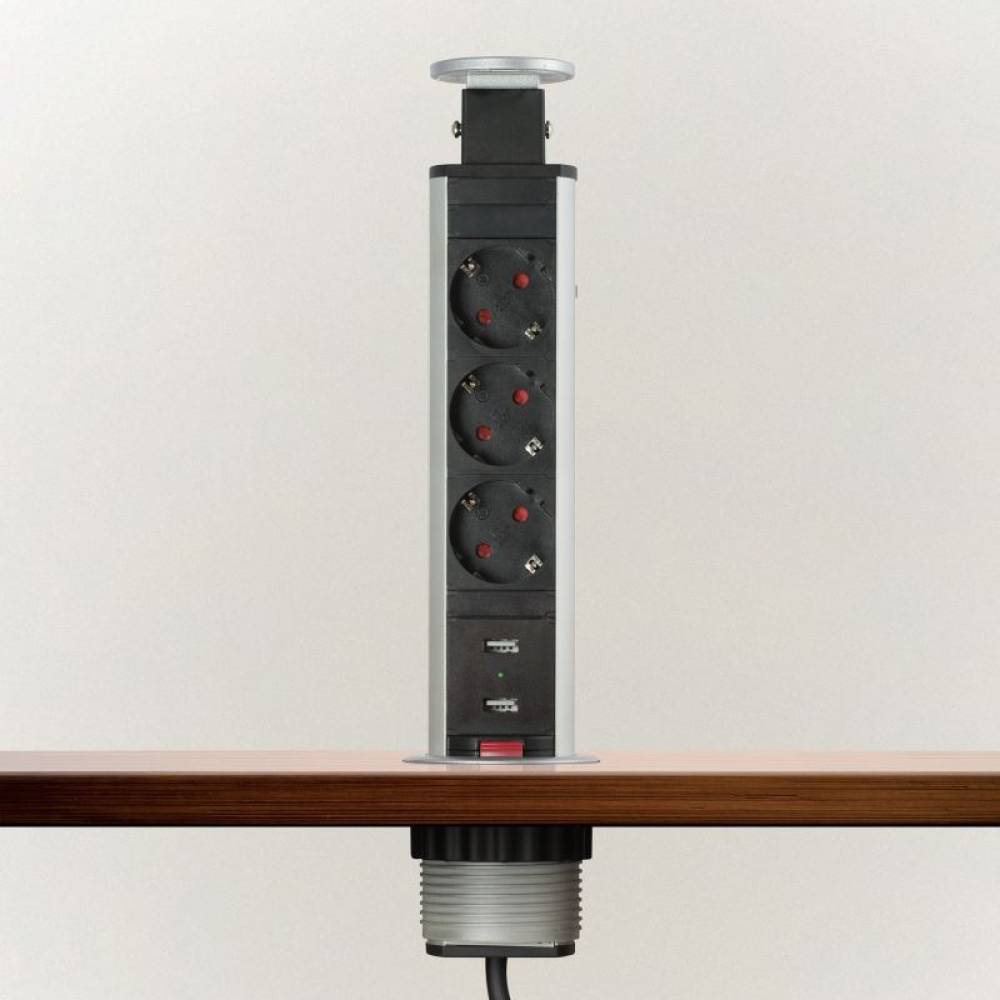 Distribuitor 3 prize camuflat in mobilier USB, metalizat satinat 20430BU