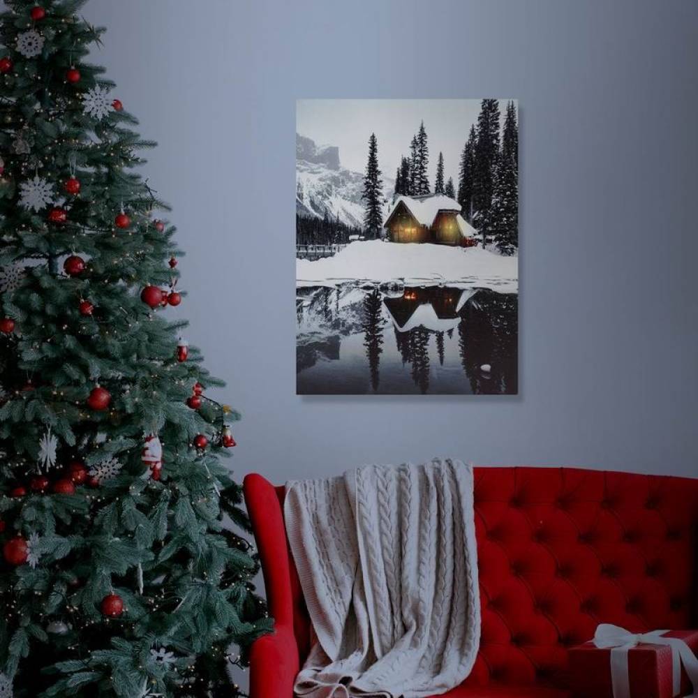 Tablou cu 2 LED-uri, peisaj iarna, 30x40cm, Family Pound 58017A Tablou cu 2 LED-uri, peisaj iarna, 30x40cm, Family Pound 58017A