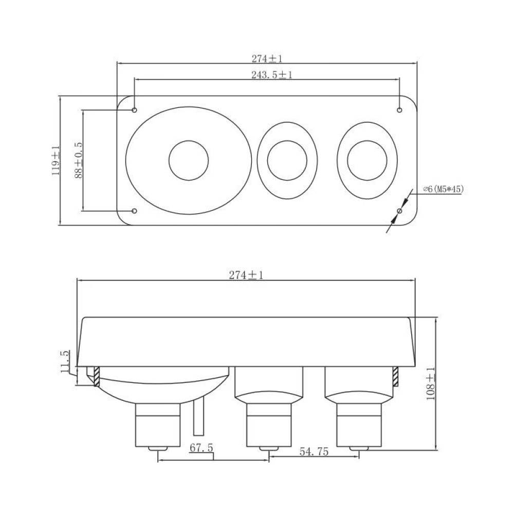 Lampa stop 274x119, 3 functii, SET, BK69154 Breckner