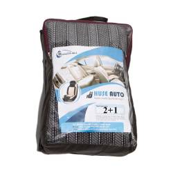 Set husa scaun microbus, autoutilitara, VAN 3 locuri (2+1) stofa, negru cu albastru si gri, DLZ30 Dealiz