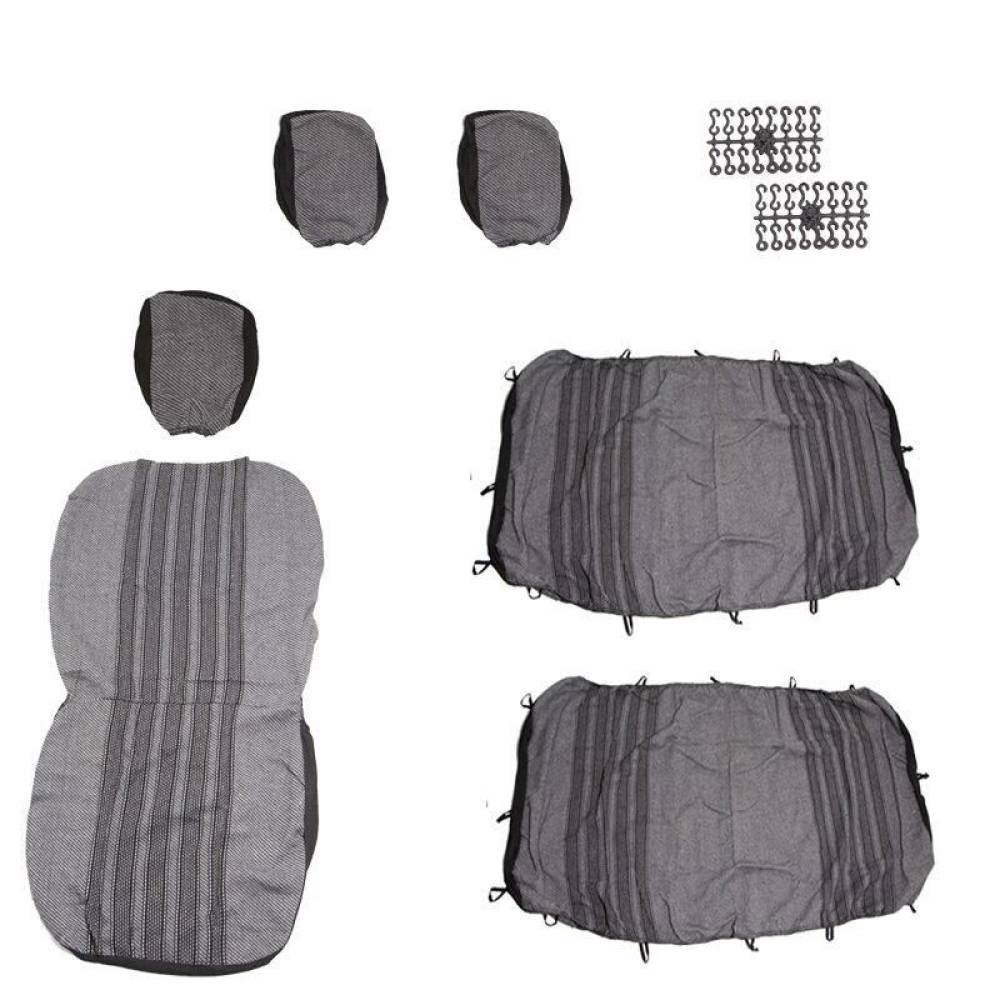 Set husa scaun microbus, autoutilitara, VAN 3 locuri (2+1) stofa, negru cu albastru si gri, DLZ30 Dealiz