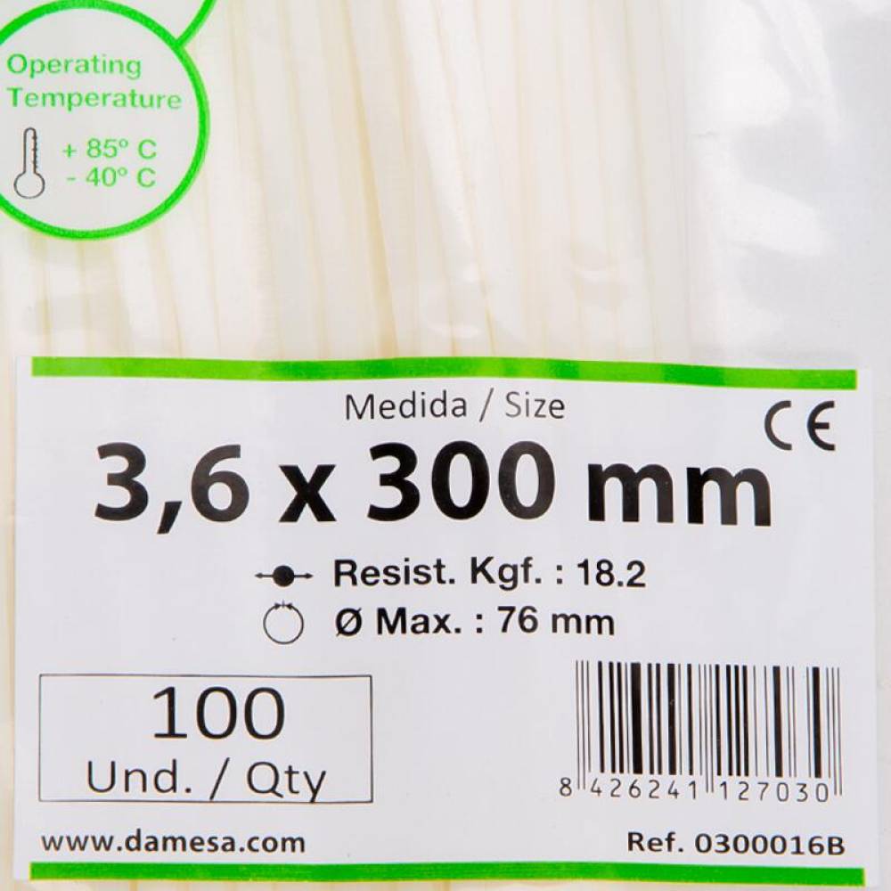 Set 100 coliere plastic 300x3.6mm, albe, 300016B Cofil Set 100 coliere plastic 300x3.6mm, albe, 300016B Cofil