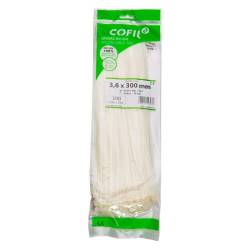 Set 100 coliere plastic 300x3.6mm, albe, 300016B Cofil