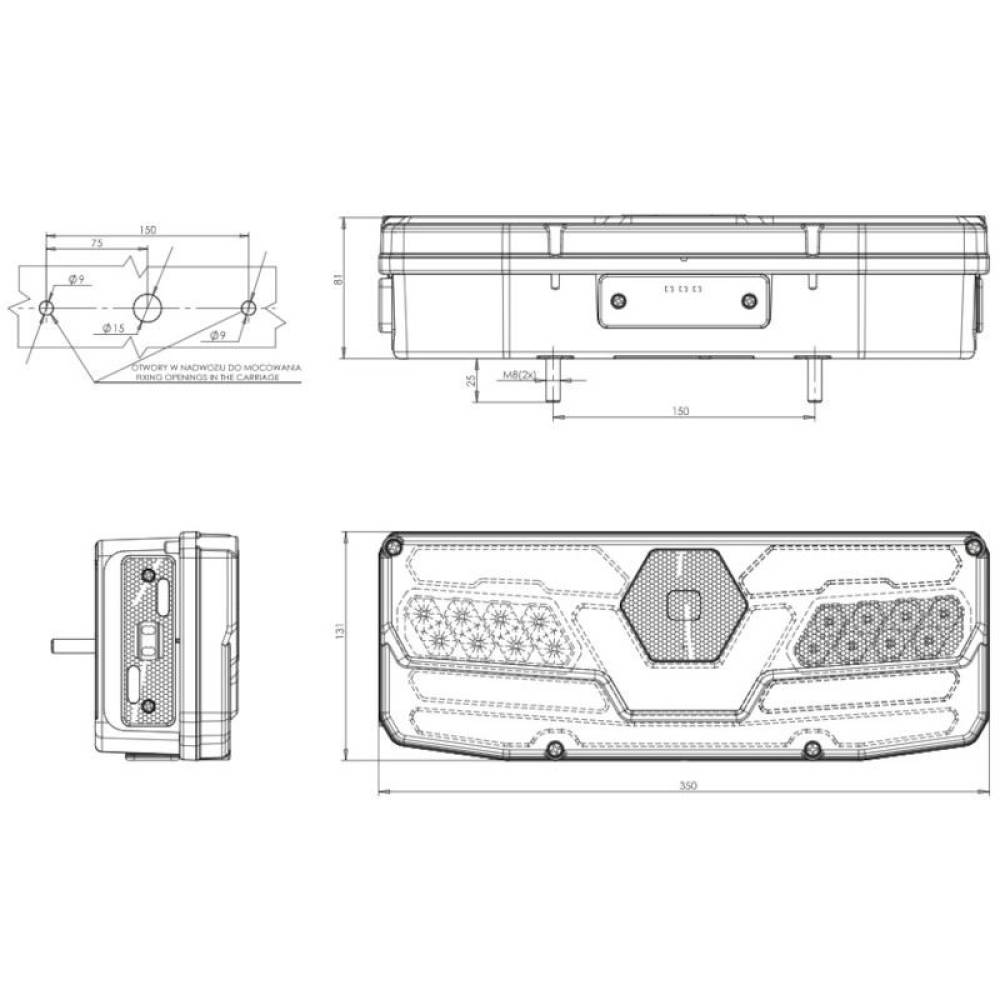 Lampa stop 350x131, 7 functii, LED, semnalizare dinamica, modul eroare, stanga, W170 DDL 1196 DDO12 Was Lampa stop 350x131, 7 functii, LED, semnalizare dinamica, modul eroare, stanga, W170 DDL 1196 DDO12 Was