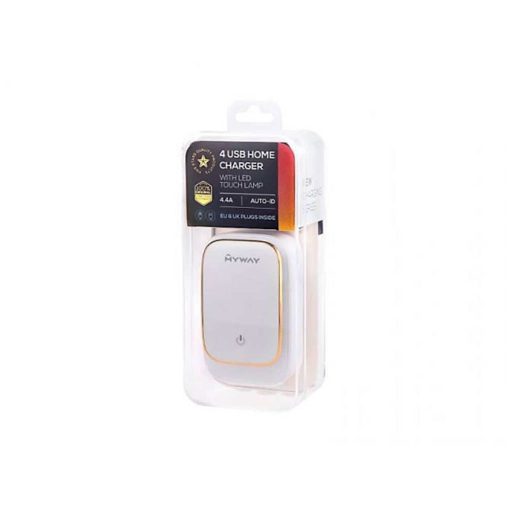 Incarcator 220V - 5V, 4 USB cu lampa de veghe 63048 MyWay
