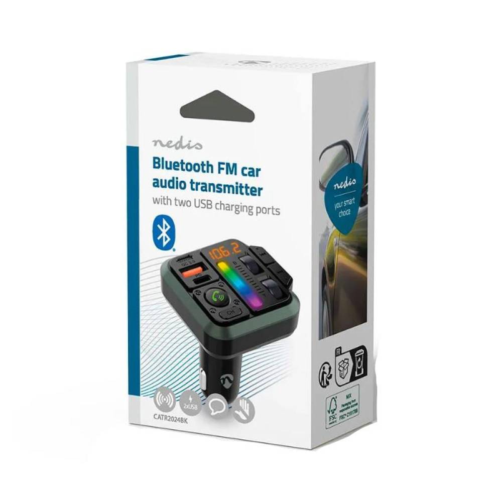 Transmitator FM, MP3, 2USB QC3.0, PD, bluetooth, CATR2024BK, Nedis Transmitator FM, MP3, 2USB QC3.0, PD, bluetooth, CATR2024BK, Nedis