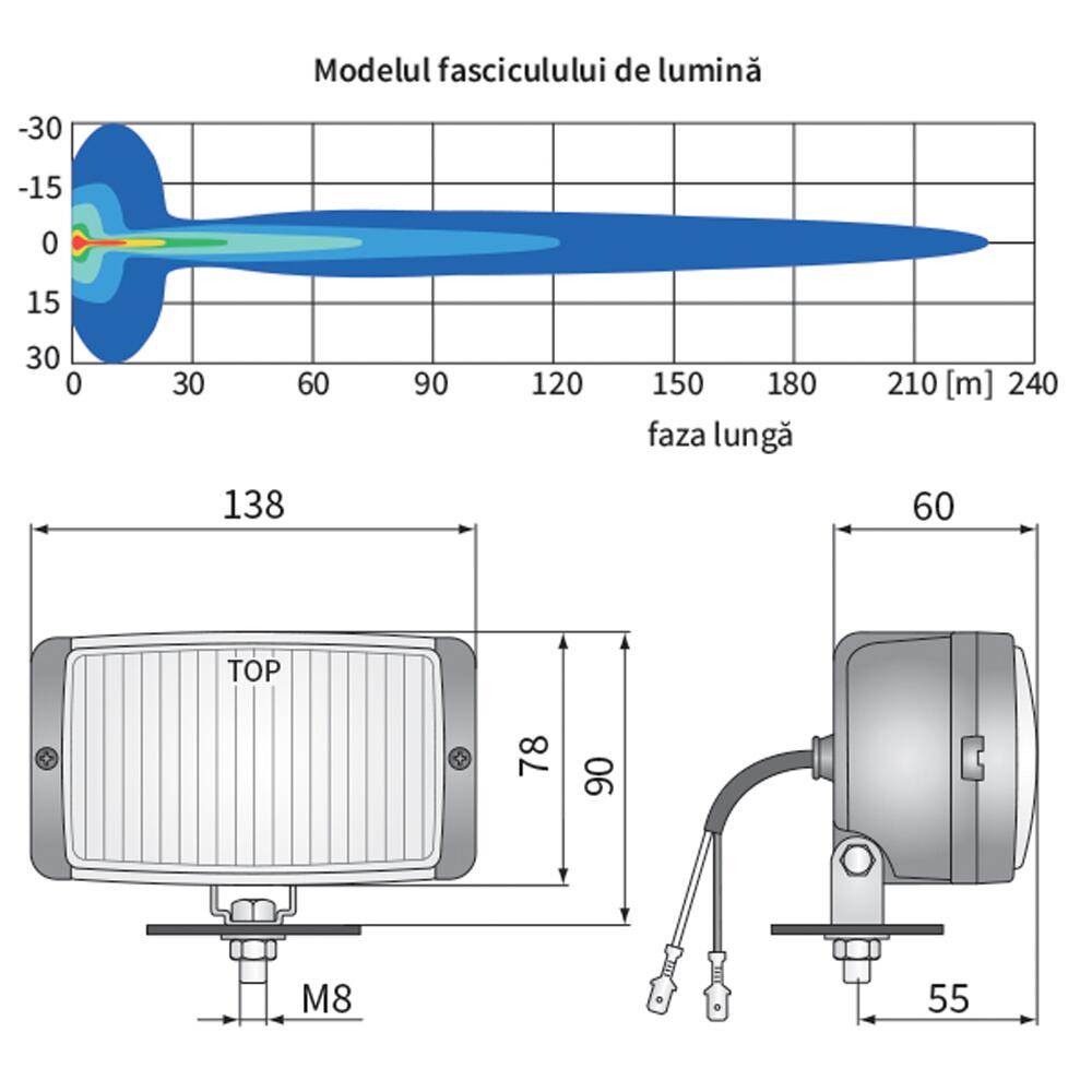 Set 2 proiectoare faza lunga 138x78, galbena, cu husa, HM1.07529.01 Wesem