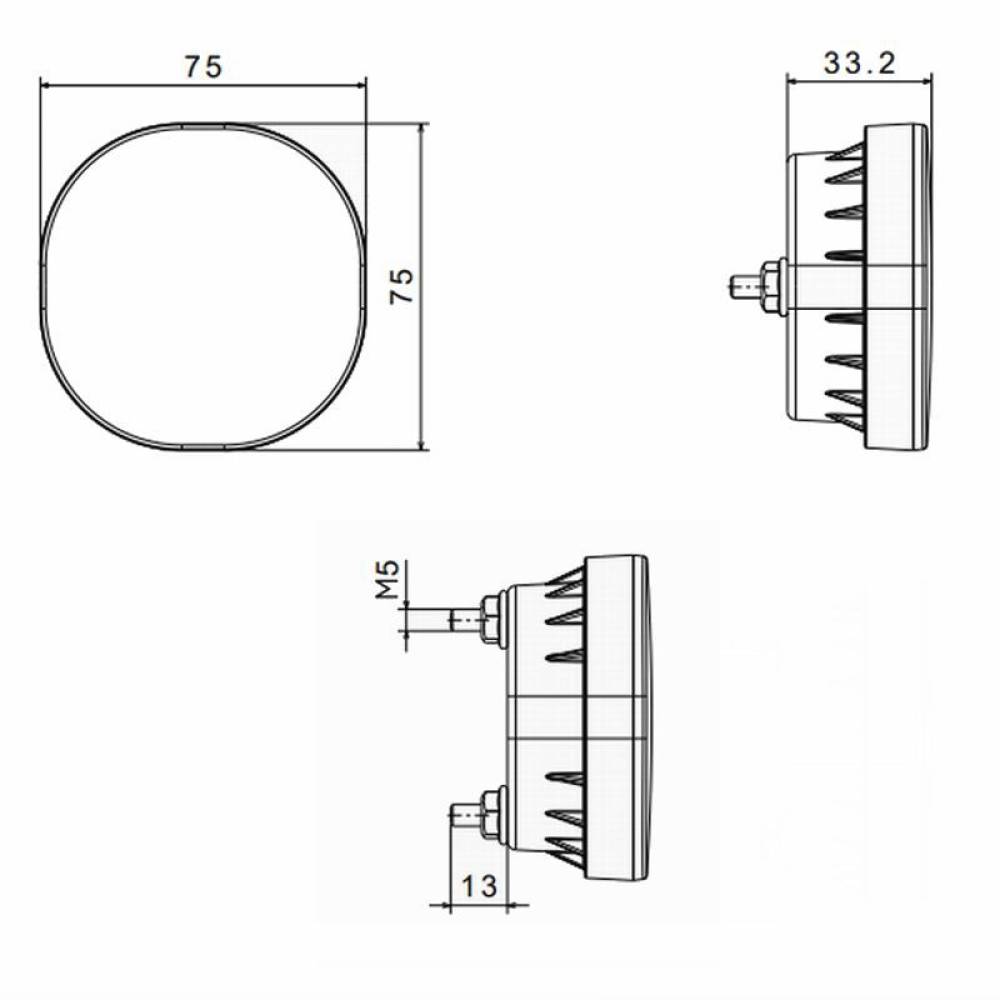 Lampa mers inapoi, 75x75, LED, 2 suruburi, cu cablu si mufa, FT-410 LED SS Super Seal Fristom