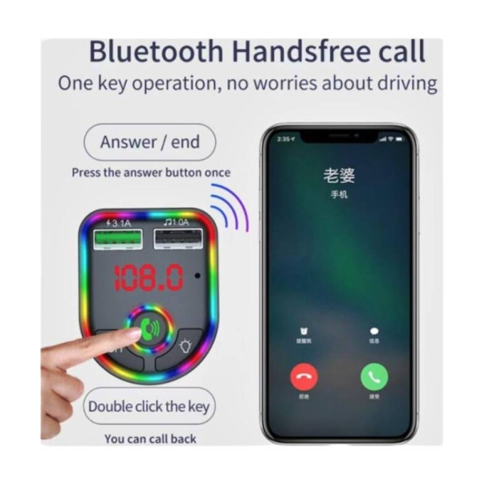 Transmitator FM, MP3, Bluetooth, handsfree, 12V \art F6 Transmitator FM, MP3, Bluetooth, handsfree, 12V \art F6