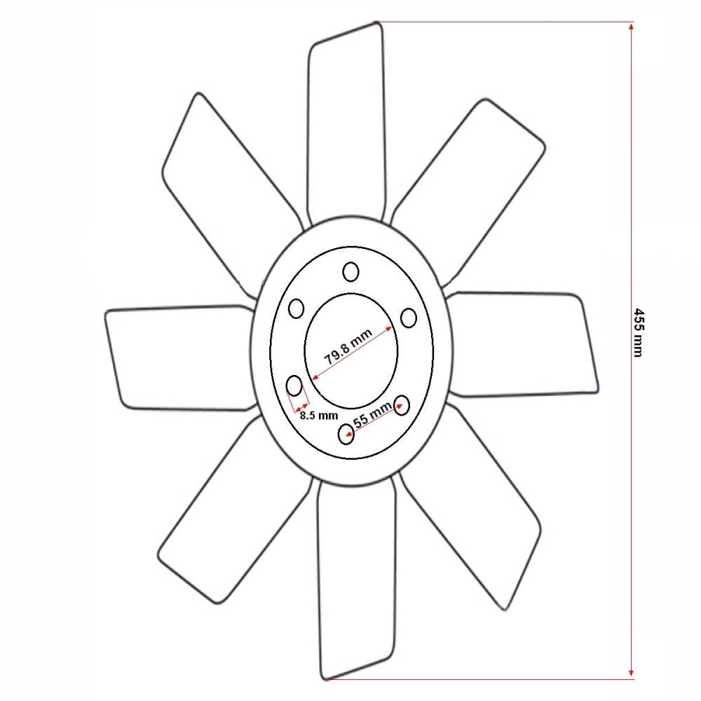 Paleta ventilator plastic U650, 10 palete, ar37G, 103.11.010-10P