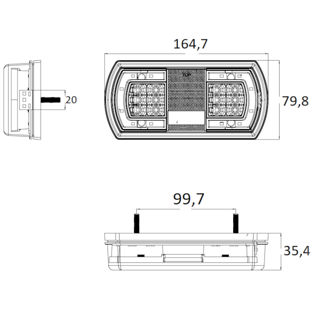 Lampa spate 165x80, 5 functii, iluminare numar, LED, 12/24V, stanga, L1846 Dafa