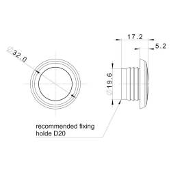Lampa gabarit fi28, cu LED, incastrabila (fi19.6), rosie FT-074C Fristom