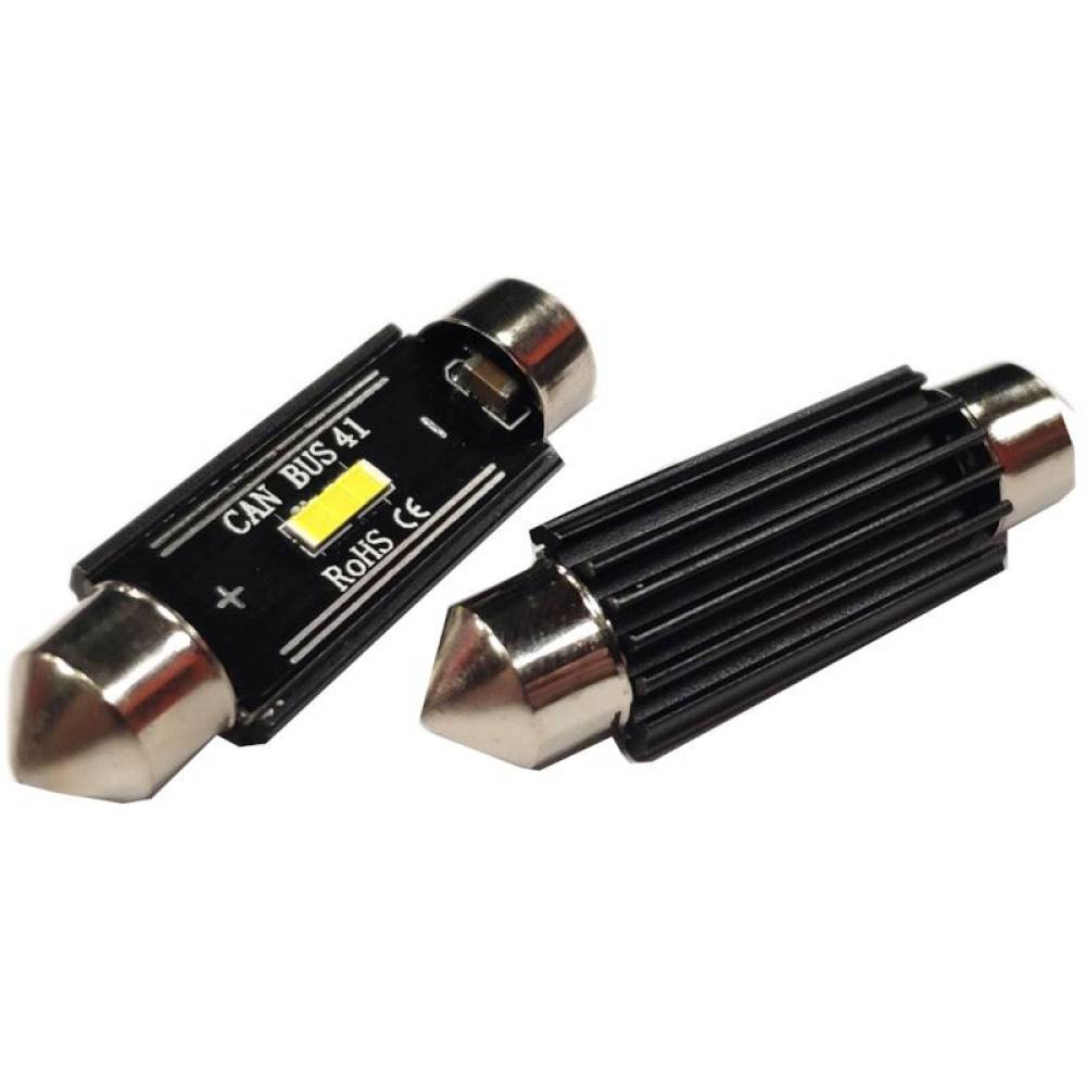 Set 2 becuri sofit 12V/24V C5W 41mm 1 LED tip SMD 1860, UltraBright CANBUS 02444 Amio