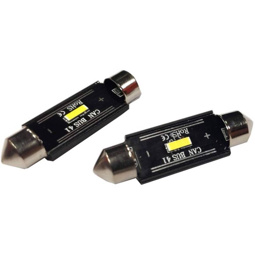 Set 2 becuri sofit 12V/24V C5W 41mm 1 LED tip SMD 1860, UltraBright CANBUS 02444 Amio