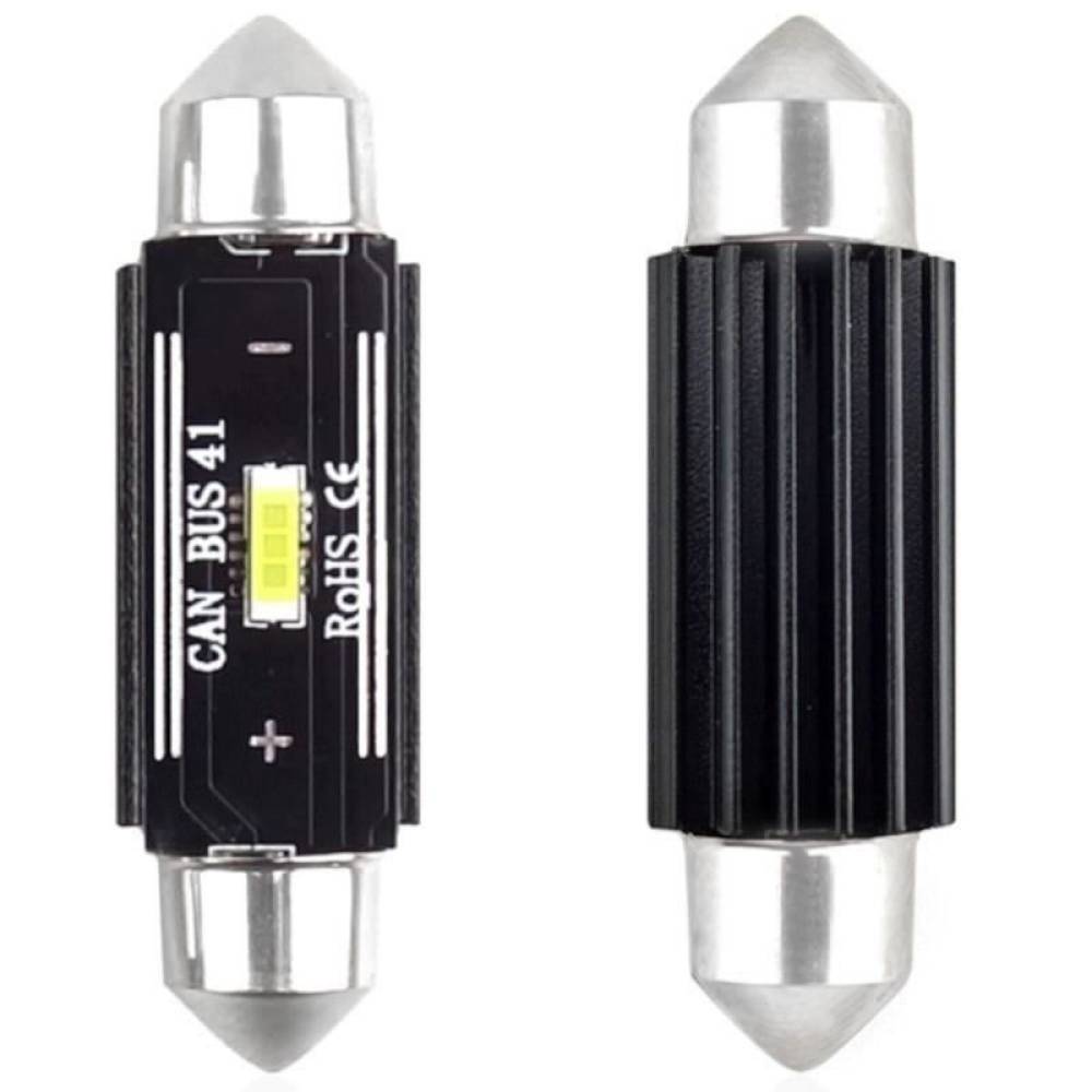 Set 2 becuri sofit 12V/24V C5W 41mm 1 LED tip SMD 1860, UltraBright CANBUS 02444 Amio