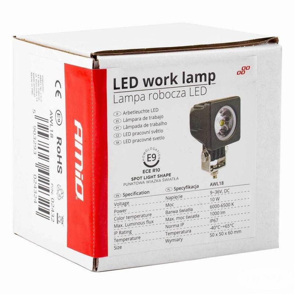 Proiector lucru 50x50, LED, 9-36V / 10W, 1000lm, AWL18 02432 Amio
