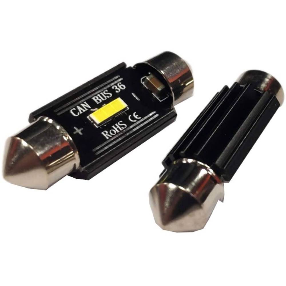 Set 2 becuri sofit 12V/24V C5W 36mm 1 LED tip SMD 1860, UltraBright, CANBUS 02442 Amio