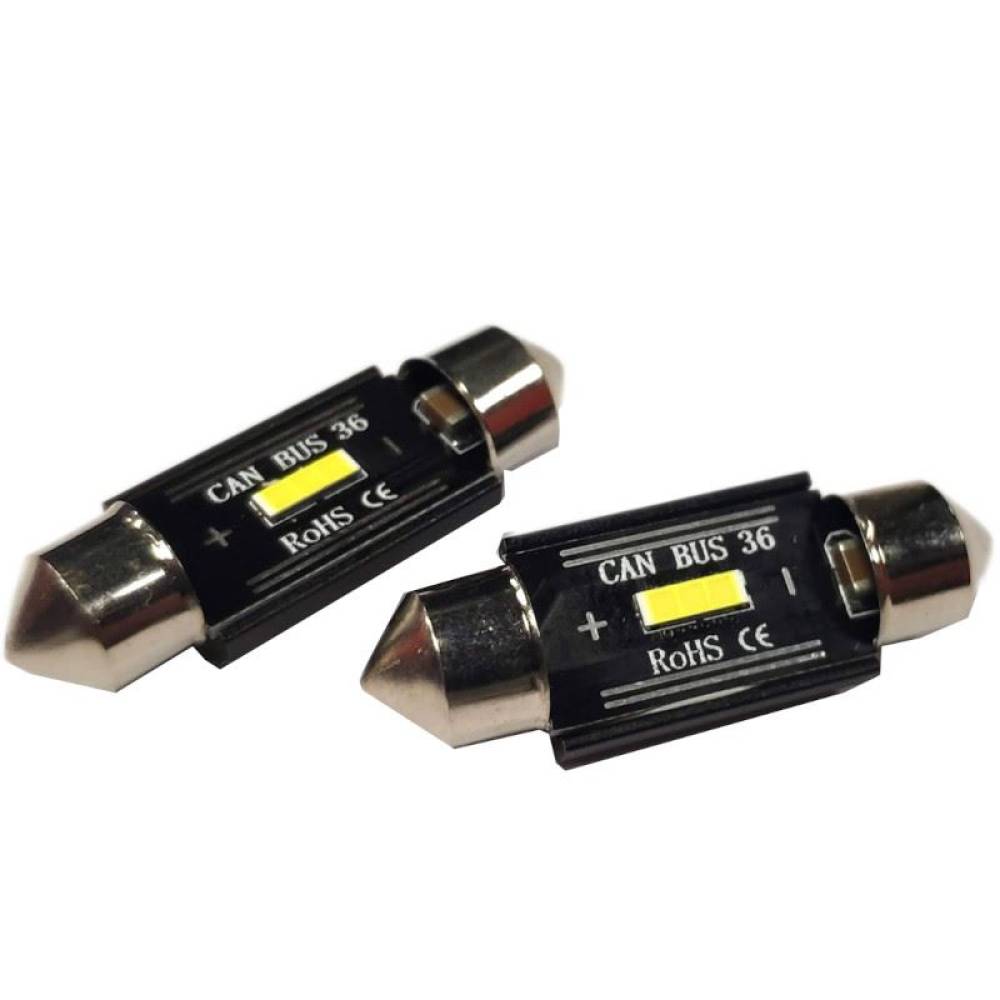 Set 2 becuri sofit 12V/24V C5W 36mm 1 LED tip SMD 1860, UltraBright, CANBUS 02442 Amio