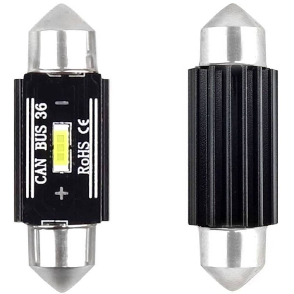 Set 2 becuri sofit 12V/24V C5W 36mm 1 LED tip SMD 1860, UltraBright, CANBUS 02442 Amio
