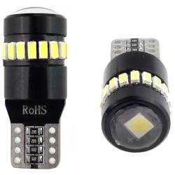 Set 2 becuri T10, 19 LED-uri tip SMD3014, 12-24V, W5W, cu LUPA CANBUS 02446 Amio