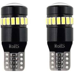 Set 2 becuri T10, 19 LED-uri tip SMD3014, 12-24V, W5W, cu LUPA CANBUS 02446 Amio
