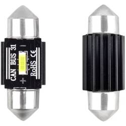 Set 2 becuri sofit 12V/24V C5W 31mm, 1 Led SMD 1860 UltraBright, CANBUS 02441 Amio
