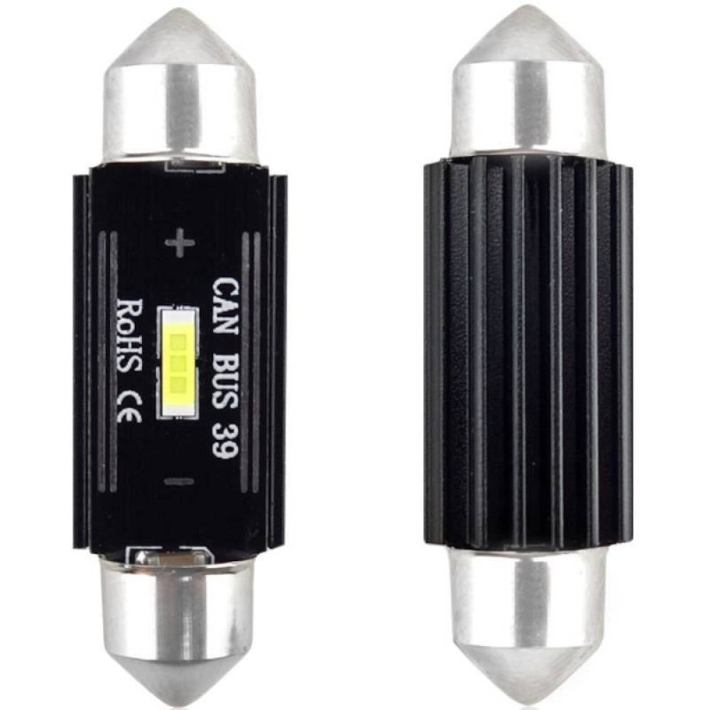 Set 2 becuri sofit 12V/24V C5W 39mm 1 LED SMD1860 UltraBright, CANBUS 02443 Amio