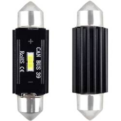 Set 2 becuri sofit 12V/24V C5W 39mm 1 LED SMD1860 UltraBright, CANBUS 02443 Amio