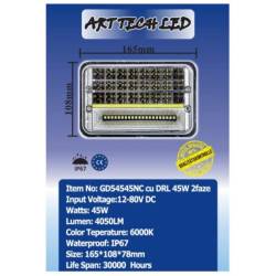 Proiector lucru 165x108, LED, 2 faze, DRL 12-24V / 45W, 4050lm, GD54545NC Arttech 