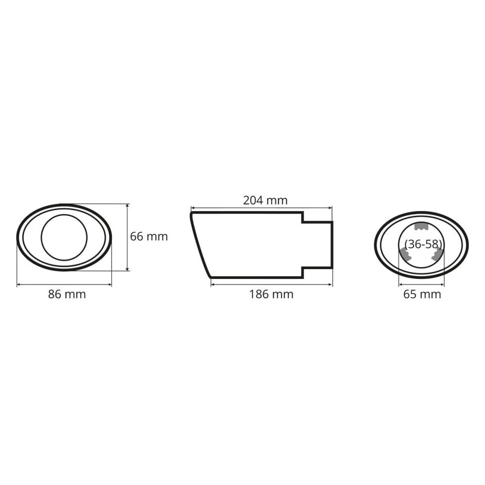 Ornament toba interior fi36(60), exterior 86x66, L204 oval, crom cu albastru, 021BLC 02353 Amio