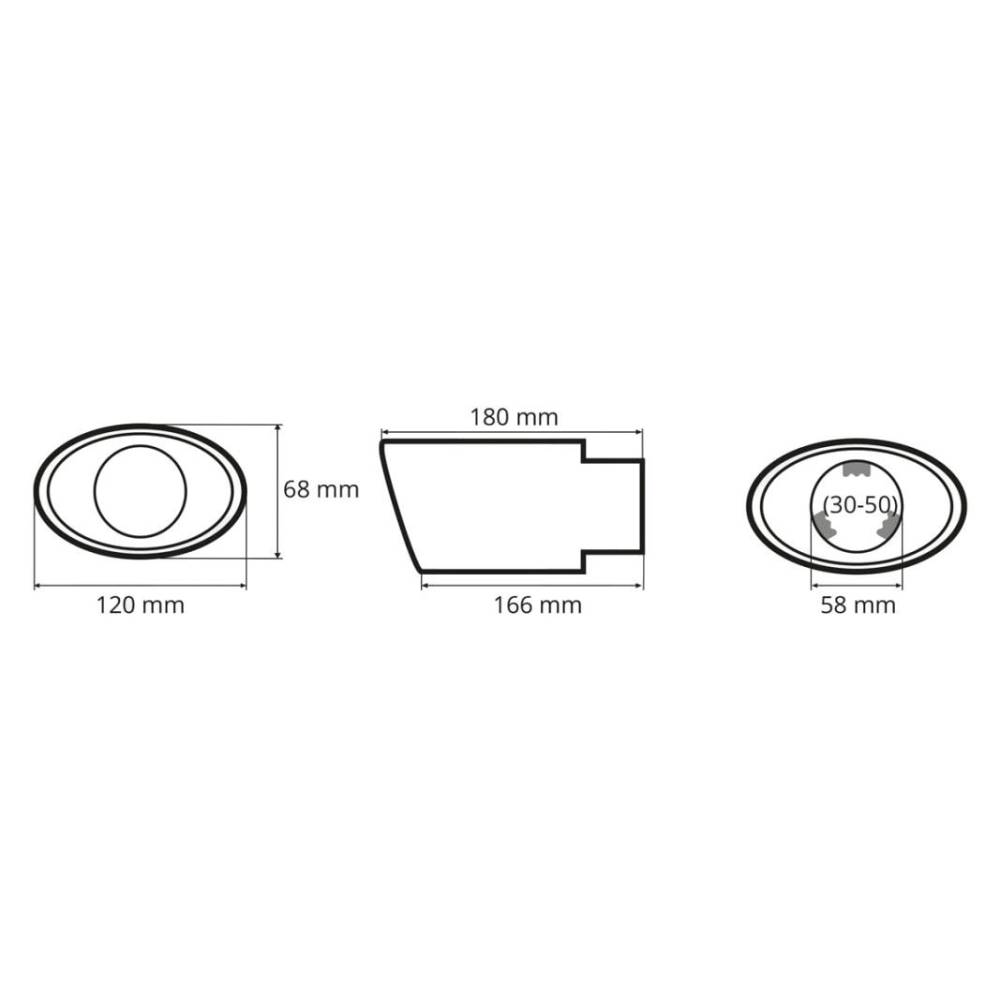 Ornament toba interior 30(50), exterior 58, L180 oval, crom si albastru 02356 Amio